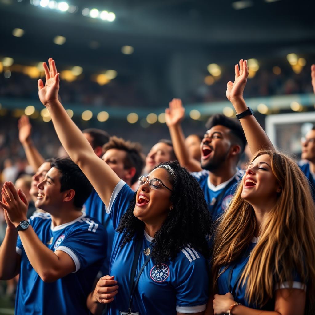 Football fans cheering